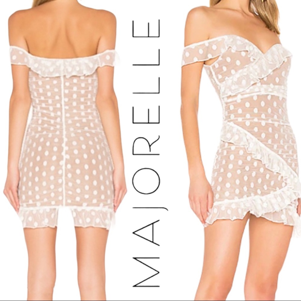 Majorelle White Polka Dot Bandit Dress